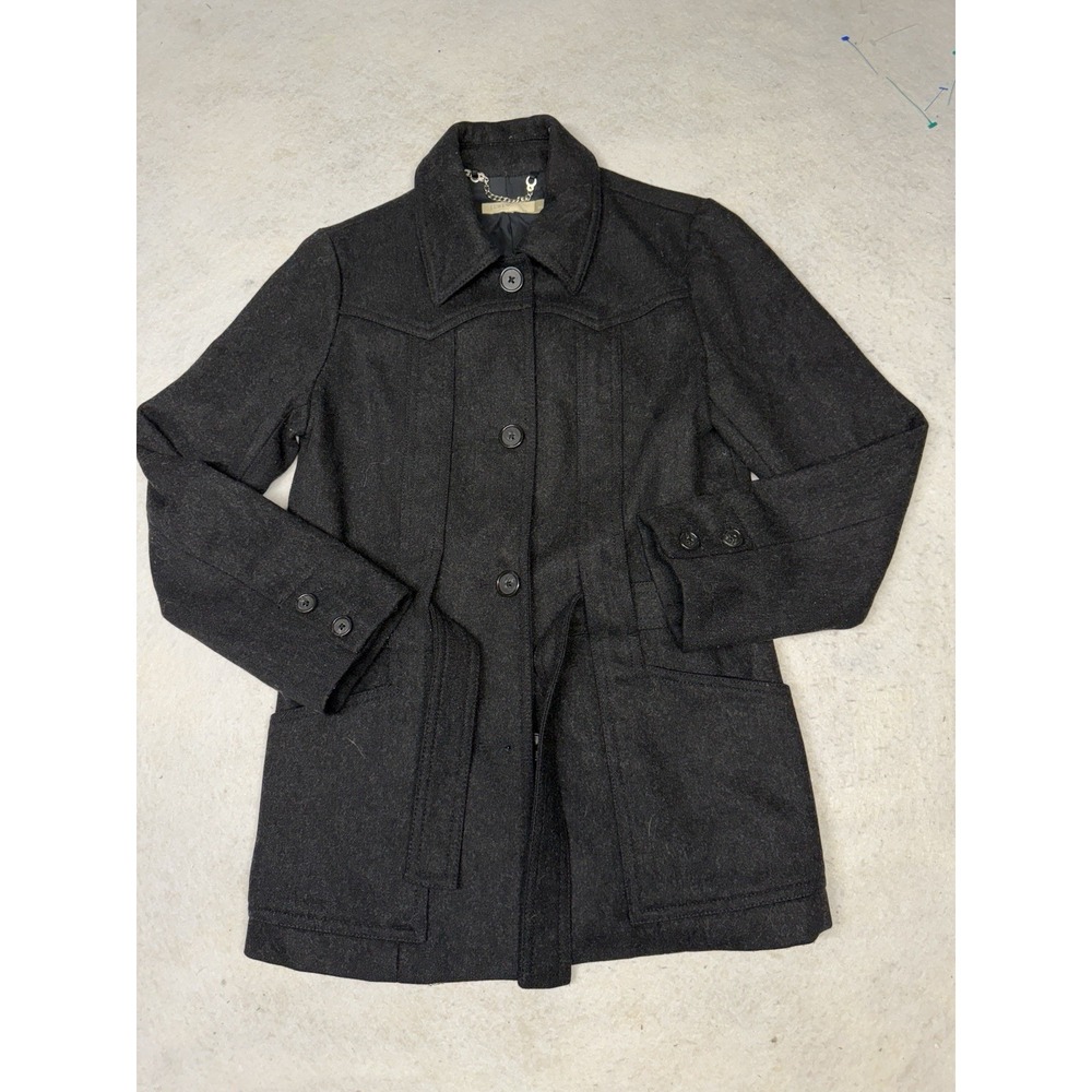 J. Crew Women's Dark Gray Wool Blend Belted Pea Coat Size XS